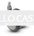 Caster; Twin; Swivel; 3" (75mm); Thermoplastized Rubber (Gray); Threaded Stem; 5/16"-18TPI x 1"; Black/Grey; Riveted Axle; 165#; Wheel Brake (Item #67793)