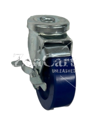 (image for) Caster; Swivel; 4" x 1-1/4"; Polyurethane (Solid); Hollow Kingpin (1/2" bolt hole); Zinc; Delrin Spanner; 350#; Dust Cover (Mtl); Wheel Brake (Item #63910)