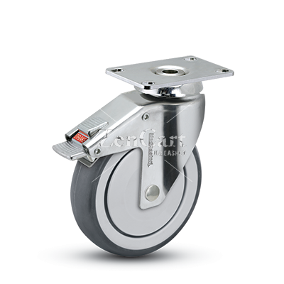 (image for) Caster; Swivel; 3" x 1-1/4"; Conductive Rubber; HK Plate (2-1/2"x3-5/8": holes: 1-3/4"x2-13/16" to 3-1/16"; 5/16" bolt); Chrome; Prec Brng; 190#; Total Lock (Item #64667)