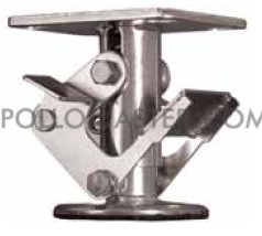 (image for) Floor Lock; For 8" Casters; Extended:9-5/8"; Top Plate; 4"x4-1/2"; hole spacing: 2-5/8"x3-5/8" (slotted to 3x3); 3/8 bolt; Zinc. (Item #89868)