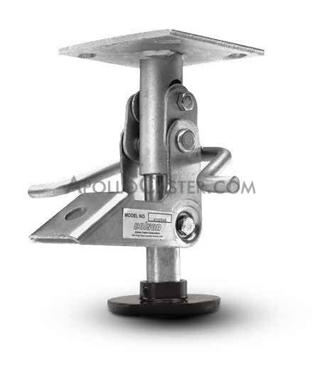 Floor Lock; For 3\" Casters; Extended: 4-15/16\"; Retracted 3-7/8\"; Plate (2-1/2\"x3-5/8\"; holes: 1-3/4\"x2-7/8\" slots to 3\"; 5/16\" bolt) (Replacement pad 87791) (Item #87850)