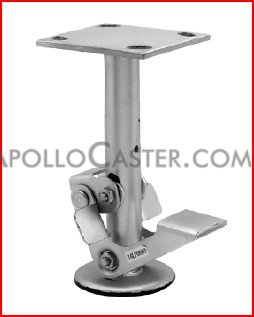 Floor Lock; For 8\" Casters; Extended: 10-1/2\"; Plate (5-1/4\"x7-1/4\"; holes: 3-3/8\"x5-1/4\" slots to 4-1/8\"x6-1/8\"; 1/2\" bolt); Zinc (Item #87492)