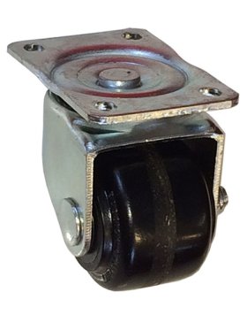 Caster; Swivel; 2-3/8" x 1-5/8"; Phenolic; Plate; 2-1/2"x3-5/8": holes: 1-3/4"x2-3/4" (slot to 2-7/8"); 5/16" bolt; Zinc; Roller Brng; 600# (Item #65672)