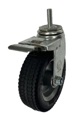 (image for) Caster; Swivel; 6" x 2"; Flat Free (Black); Threaded Stem (1/2"-13TPI x 1-1/2"); Zinc; Ball Brng; 250#; Premium Welded Hub; Total Lock Brake. Temp sensitive. (Item #63254)