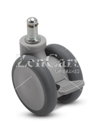 (image for) Caster; Twin Wheel; Swivel; 65mm; Thermoplastized Rubber (Gray); Grip Ring (7/16"x7/8"); Gray; Riveted Axle; 110#; Wheel Brake (Item #66697)
