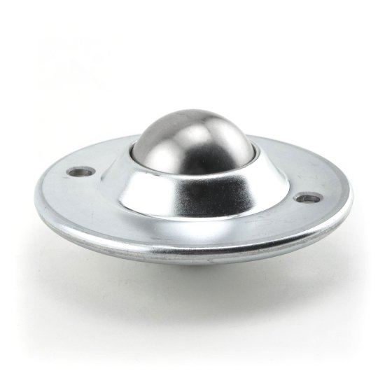 (image for) Ball Transfer; Low Profile; 1-1/2\" Stainless Steel ball; Flange (3-11/16\" diameter: two 1/4\" holes: 2-3/4\" apart); CarbonSteel flange; 200#; 1-1/8\" profile (Item #88817)