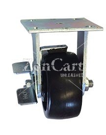 (image for) Caster; Rigid; Stainless; 4x2; Polyolefin; Plate; 4x4-1/2; holes: 2-5/8x3-5/8 (slotted to 3x3); 3/8 bolt; Stainless Roller Brng; 700#; Top lock brake (Item #69090)