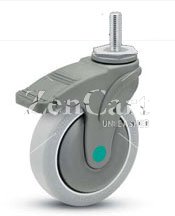 (image for) Caster; Swivel; 6" x 1-1/4"; Thermoplastized Rubber (Gray); Hollow Kingpin (1/2" bolt hole); Nylon; Precision Ball Brng; 325#; Total Pedal Brake (Item #66812)