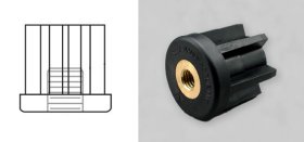 (image for) Socket; 1-3/8" OD (fits 1-1/2" OD 16 ga Tubing); Glass/ Nylon; Brass Insert Threaded Stem Receiver; 1/2"-13TPI; Round (Item #88246)