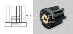 (image for) Socket; 1-3/8" OD (fits 1-1/2" OD 16 ga Tubing); Glass/ Nylon; Brass Insert Threaded Stem Receiver; 1/2"-13TPI; Round (Item #88246)