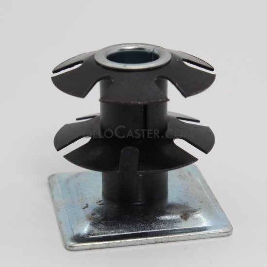 Socket; Grip Ring; Fits 1-1/16\" to 1-3/16\" ID (or 1-1/4\" OD 16 Ga) square tubing; Metal; Spring Retention. Fits 7/16 GR stems up to 1-7/16\" long. (Item #89683)