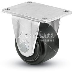 (image for) Caster; Rigid; 3-1/2" x 1-1/4"; Phenolic; Top Plate (2-1/2"x3-5/8"; holes: 1-3/4"x2-7/8" slotted to 3"; 5/16" bolt); Zinc; Top Hat Spanner; 350# (Item #63413)