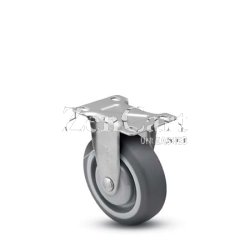 (image for) Caster; Rigid; 5"x1-1/4"; TPR (Gray); Plate (2-5/8"x3-3/4"; holes: 1-3/4"x2-3/4" slots to 3"; 5/16" bolt); Zinc; Ball Brng; 280#; Bearing Cover (Item #67226)
