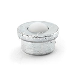 (image for) Ball Transfer; 5/8" nylon ball; Round drop-in Base; 15/16" diam x 7/16" deep; Carbon Steel housing; 125#; 3/8" load height (Item #89243)