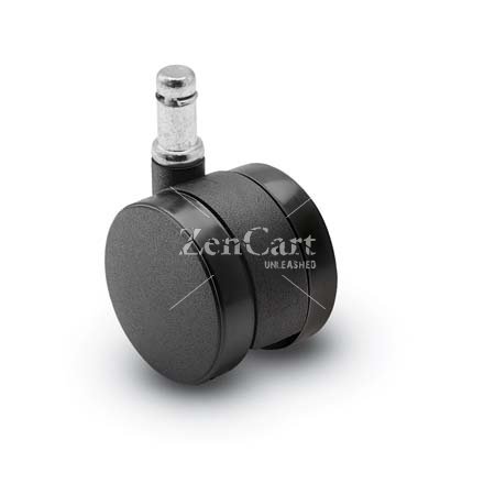 (image for) Caster; Twin; Swivel; 2" (50mm); Thermoplastized Rubber (Black); Grip Ring; 7/16"x7/8"; Black; Rivet; 75# (Item #68600)