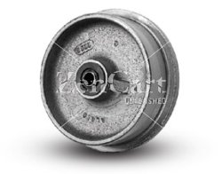 (image for) Wheel; 3-1/4" x 1"; (4" x 1-3/8" w/ flange); Flanged (Single) Cast Iron; Roller Brng; 3/4" Bore; 2-3/16" Hub Length; 700#; 800 degrees (Item #87661)