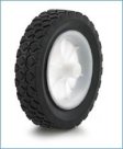 Wheel; 5" x 1"; Solid Rubber on Plastic Hub (White); Plain bore; 1/2" Bore; 1-1/8" Hub Length; 50#; Offset One-piece Hub; TurfTread (Item #88048)