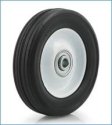 Wheel; 10" x 1-3/4"; Rubber (Solid) on White Steel Hub; Ball Brng; 1/2" Bore; 2" Hub Length; 185#; Ribbed Tread (Item #87378)