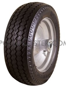 Wheel; 10-1/2\" x 3.3\" (4.10/3.50-4); Foam-Filled Flat Free; Precision Ball Brng; 5/8\" Bore; 2-1/4\" Hub Length; 300#; Offset One-piece Hub; Sawtooth Tread (Item #89514)