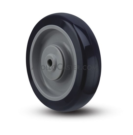 Wheel; 4\" x 1-1/4\"; PolyU on PolyO (Blue); Steel Spanner; 5/16\" Bore; 1-9/16\" Hub Length; 250# (Item #87942)