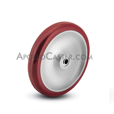 (image for) Caster; Swivel; 5\" x 1-1/4\"; PolyU on PolyO (Red); Square Stem (7/8\" x 2-1/16\"; one 17/64\" x-hole at 1\"); Zinc; Ball Brng; 300#; Wheel Brake (Item #63627)
