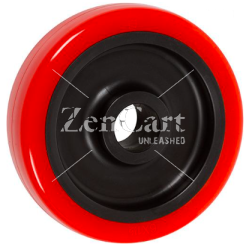(image for) Wheel; 3" x 1-1/4"; PolyU on PolyO (Red); Delrin Spanner; 1/2" Bore; 1-9/16" Hub Length; 250# (Item #88739)