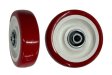 Wheel; 2-1/2" x 1-1/4"; PolyU on PolyO (Red); Ball Brng; 3/8" Bore; 1-1/2" Hub Length; 250# (Item #87663)