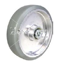 (image for) Caster; Swivel; 5" x 1-1/4"; Gray Rubber on Alum; Plate (2-1/2"x3-3/4"; holes: 1-3/4"x2-7/8" slots to 3"; 5/16" bolt); Zinc; Prec Ball Brngs; 250#; Total Lock (Item #62920)