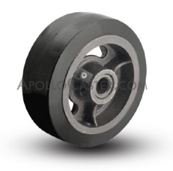 Wheel; 12\" x 4\"; Rubber on Cast Iron; Tapered Rlr Brng; 1\" Bore; 4-1/4\" Hub Length; 1600# (Item #87674)