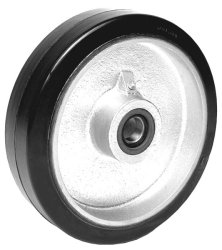 Wheel; 10" x 4"; 70A Rubber on Cast Iron; Roller Brng; 1-1/4" Bore; 4-1/4" Hub Length; 1400#; Made in USA (12 weeks lead time) (Item #87080)