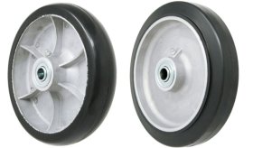 (image for) Wheel; 6"x 2"; Rubber on Aluminum; Delrin Spanner; 1/2" Bore; 2-3/16" Hub Length; 550# (Item #86998)