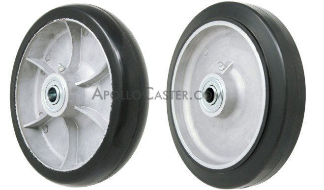 (image for) Wheel; 6\"x 2\"; Rubber on Aluminum; Delrin Spanner; 1/2\" Bore; 2-3/16\" Hub Length; 550# (Item #86998)