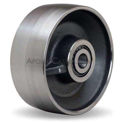Wheel; 6\" x 3\"; Steel (Drop Forged 1045); Flat Tread; Precision Tapered Brng; 1-1/4\" Bore; 3-1/2\" Hub Length; 17000# (Item #87215)