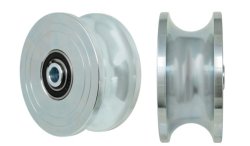 Wheel; U-Groove; 5"x2-5/16"; for 1-5/8" pipe; Carbon Steel; Sealed Prec Ball Brgg; 5/8" Bore; 2-9/16" Hub Length; 6000#. (Item #87011)