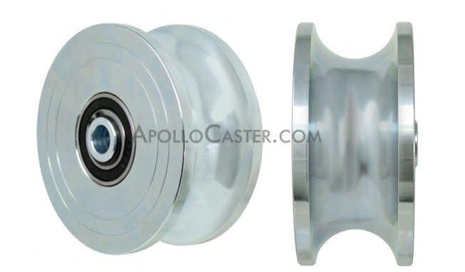 Wheel; U-Groove; 5\"x2-5/16\"; for 1-5/8\" pipe; Carbon Steel; Sealed Prec Ball Brgg; 5/8\" Bore; 2-9/16\" Hub Length; 6000#. (Item #87011)