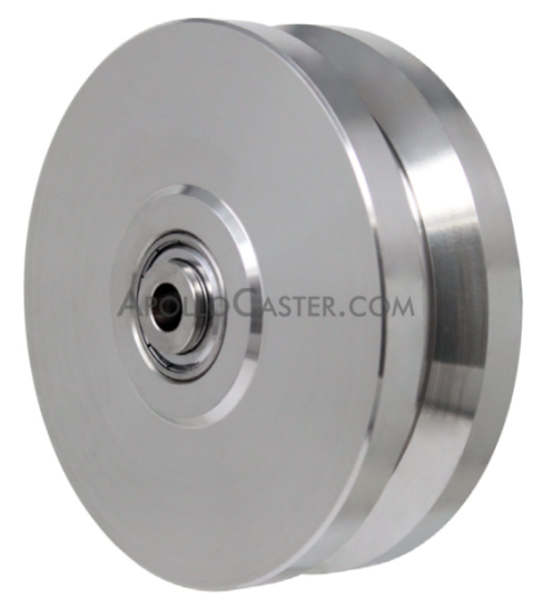 Wheel; 6\" x 2\"; V-Groove (7/8) Stainless Steel; Stainless Prec BB; 1/2\" Bore; 2-7/16\" Hub Length; 1800# (Item #87106)
