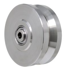 Wheel; 5" x 2"; V-Groove (7/8) Stainless Steel; Stainless Prec BB; 1/2" Bore; 2-7/16" Hub Length; 1600# (Item #87107)