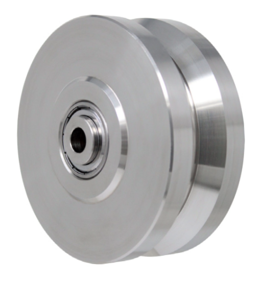 (image for) Wheel; 5\" x 2\"; V-Groove (7/8) Stainless Steel; Stainless Prec BB; 1/2\" Bore; 2-7/16\" Hub Length; 1600# (Item #87107)