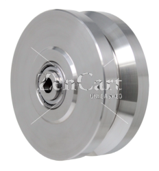 (image for) Wheel; 5" x 2"; V-Groove (7/8) Stainless Steel; Stainless Prec BB; 1/2" Bore; 2-7/16" Hub Length; 1600# (Item #87107)