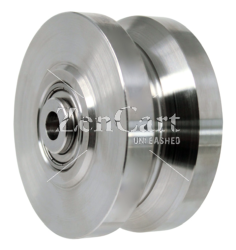 (image for) Wheel; 4" x 2"; V-Groove (7/8) Stainless Steel; Stainless Prec BB; 1/2" Bore; 2-7/16" Hub Length; 1500# (Item #87108)