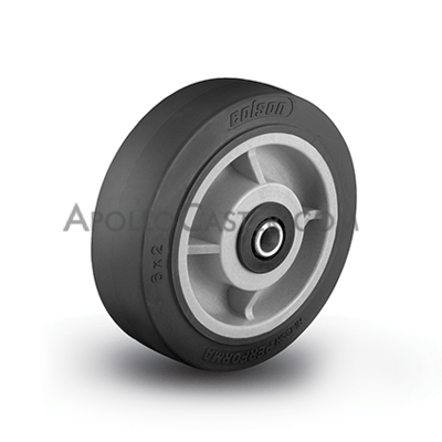 Caster; Swivel; 4\" x 2\"; Thermoplastized Rubber (Gray); Plate; 4\"x4-1/2\"; holes: 2-5/8x3-5/8 (slots to 3\"x3\"); 3/8\" bolt; Roller Brng; 410#; Total Lock Brake (Item #63643)