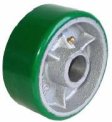Wheel; 8" x 2-1/2"; PolyU on Cast Iron (Gr/Slvr); Roller Brng; 2000#; 1/2" Bore; 2-3/4" Hub Length (Color may vary. Call if important.) (Item #89377)