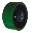 Wheel; 10" x 4"; PolyU on Cast Iron (Red on Silver); Plain bore; 1-15/16" Bore; 4-1/4" Hub Length; 3200# (Item #87614)