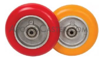 Wheel; 6\" x 2\"; Donut A80 PolyU on Alum; Stainless Precision Ball Brng; 1/2\" Bore; 2-7/16\" Hub Length; 1000#; Ergonomic (Item #87032)