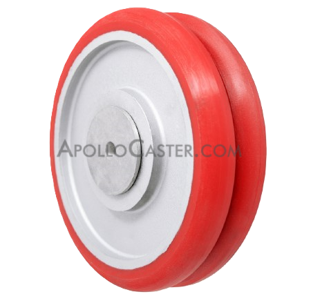 Caster; Dual Wheel; Swivel; 10\" x 2\" (x 2); HD PolyU on Alum; Plate (4-1/2\"x6-1/4\"; holes: 2-7/16\"x4-15/16\" slots to 3-3/8\"x5-1/4\"); 1500#; Prec BB; Ergonomic (Item #62996)