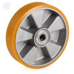Wheel; 150mm x 40mm; PolyU on Alum; Prec Ball Brngs; 20mm Bore; 50mm Hub Length; 1000# (Item #86990)