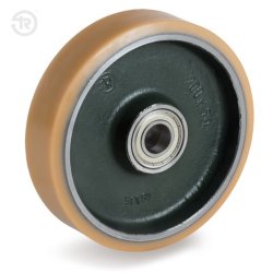 Wheel; 150mm x 40mm; PolyU on Alum; Prec Ball Brngs; 20mm Bore; 40mm Hub Length; 1500# (Item #86989)