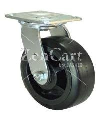 (image for) Caster; Swivel; 6" x 2"; Rubber on Nylon; Top Plate (4"x4-1/2"; holes: 2-5/8"x3-5/8" slotted to 3"x3"; 3/8" bolt); Zinc; Roller Brng; 500# (Item #64602)