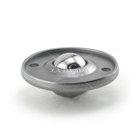 (image for) Ball Transfer; Low Profile; 5/8" Steel ball; Flange (1-11/16" diameter; two 1/8" holes: 1-1/4" apart); Carbon Steel flange; 20#; 3/8" profile (Item #88815)