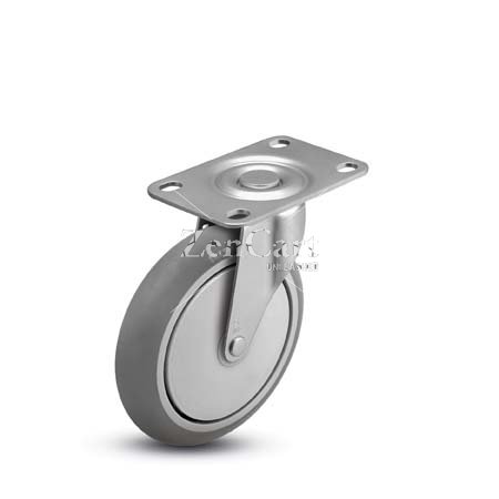 (image for) Caster; Swivel; 5 x 15/16; Monoprene (Donut); Top Plate (2-5/8x3-3/4; holes: 1-3/4x2-3/4 slotted to 3; 5/16 bolt); Zinc; Plain bore; 160#; Thread guards (Item #66497)